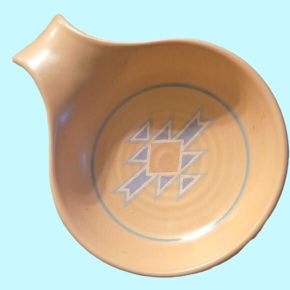 VTG Treasure Craft Southwestern Pattern Spoon Rest USA Made Peach blue orange - Picture 1 of 5